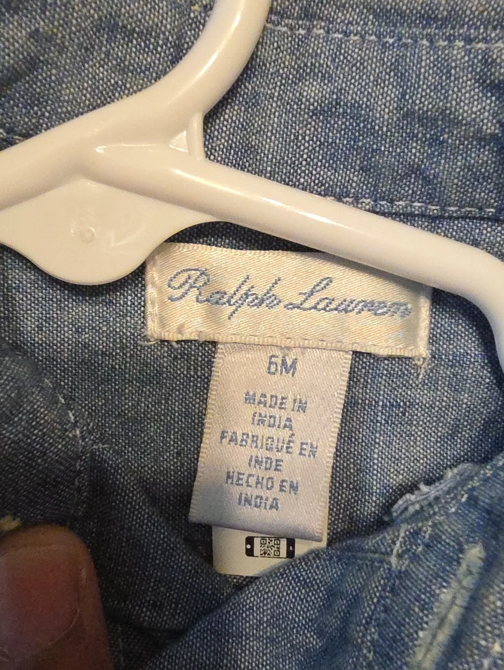 Ralph Lauren Blue Short-Sleeve Chambray Romper for Kids